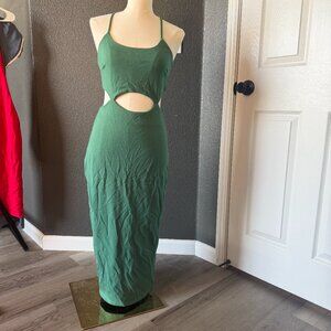Pink Lily Green Cutout Midi Dress size Medium